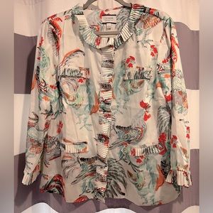 JCREW Collection Rooster Blouse L, New
